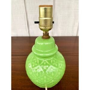 Vintage Green Ceramic Table Lamp Textured Base Small Accent 9”